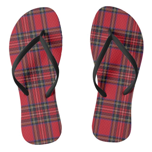 Chinelos Xadrez vermelha de Stewart tartan (Pé da cama)