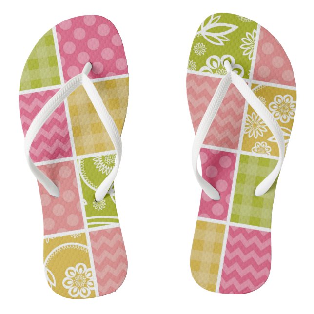 Chinelos Zigzag, Chevron, Bolinhas, Gingham, Patchwork (Pé da cama)