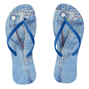 Chinelos Zipper de jeans azuis Denim
