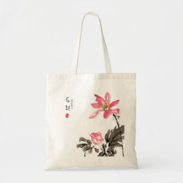 Chinês pintado com Watercolor Floral Lotus Bolsa