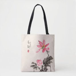 Chinês pintado com Watercolor Floral Lotus Bolsa
