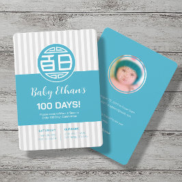 Chinês Tradicional Bebê 100 Dias 百 Convite 日