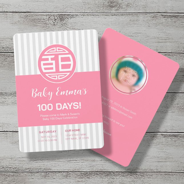 Chinês Tradicional Bebê 100 Dias 百 Convite 日 (Criador carregado)