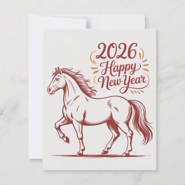 Chinese New Year 2026 Red Fire Horse Card (Frente)