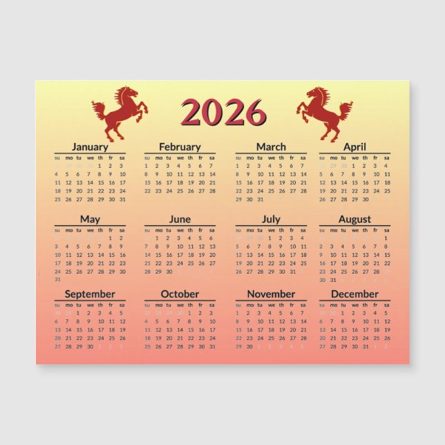 Chinese New Year of Horse 2026 Calendar  (Frente)