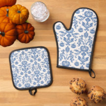 Chinoiserie Azul e Branco Vintage Abóboras de Outo