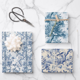Chinoiserie Bird Haven em Blue Wrapper Paper Set