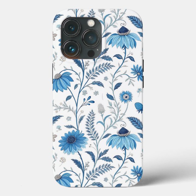 Chinoiserie Blue Echinacea Pattern (Verso)