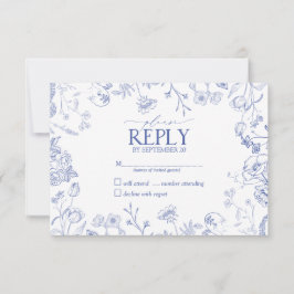Chinoiserie Blue Victorian Floral No Menu RSVP