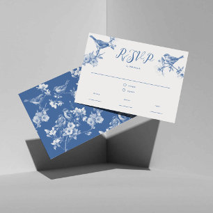 Chinoiserie Delft Blue Birds Spring RSVP Card