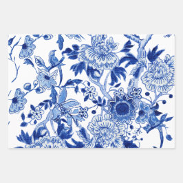 Chinoiserie Floral Bird Blue e White Decoupage