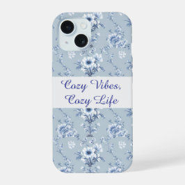 Chinoiserie Floral Toile Azul com texto personaliz