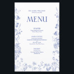 Chinoiserie French Blue Victorian WedMenu<br><div class="desc">Apresentando nosso glamouroso Menu de Casamento Vitoriano Azul Francês Chinoiserie! Elegantemente trabalhado com um design desenhado à mão e com belas flores azuis, abelhas buzinando, e borboletas delicadas, este é um cardápio de eterno para seu dia especial que não será esquecido em breve. Perfeitamente desenhado para corresponder ao estilo até...</div>