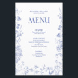 Chinoiserie French Blue Victorian WedMenu<br><div class="desc">Apresentando nosso glamouroso Menu de Casamento Vitoriano Azul Francês Chinoiserie! Elegantemente trabalhado com um design desenhado à mão e com belas flores azuis, abelhas buzinando, e borboletas delicadas, este é um cardápio de eterno para seu dia especial que não será esquecido em breve. Perfeitamente desenhado para corresponder ao estilo até...</div>