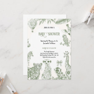 CHINOISERIE GREEN TOILE BABYSHOWER CONVITE
