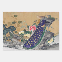 Chinoiserie Peacock com Rosa empoeirado e azul esm