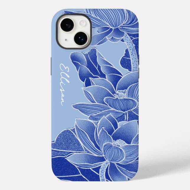 Chinoiserie personalizada Blue Lotus Mandala (Verso)