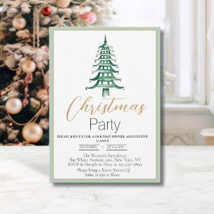 Chinoiserie Sage Green Pagoda Convite de Natal