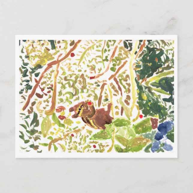 Chipmunk comendo um cartão postal de morango (Frente)