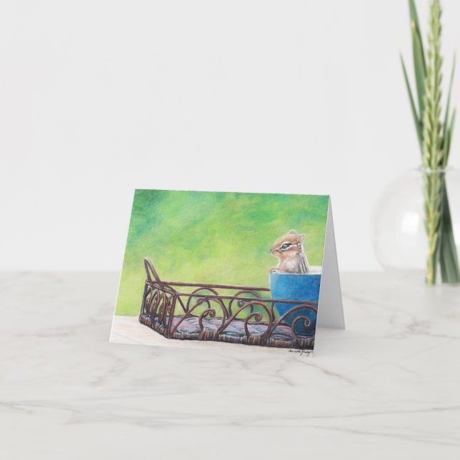 Chipmunk no Cartão de Nota de Arte Animal da Blue  (Frente)