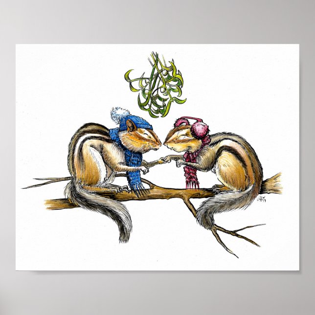 Chipmunks embaixo do Impressão Mistletoe (Frente)