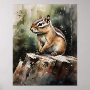 Chipunk Woodland Animal Art Impressão
