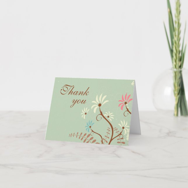 Chique agradecimento de casamento floral em tons d (Frente)