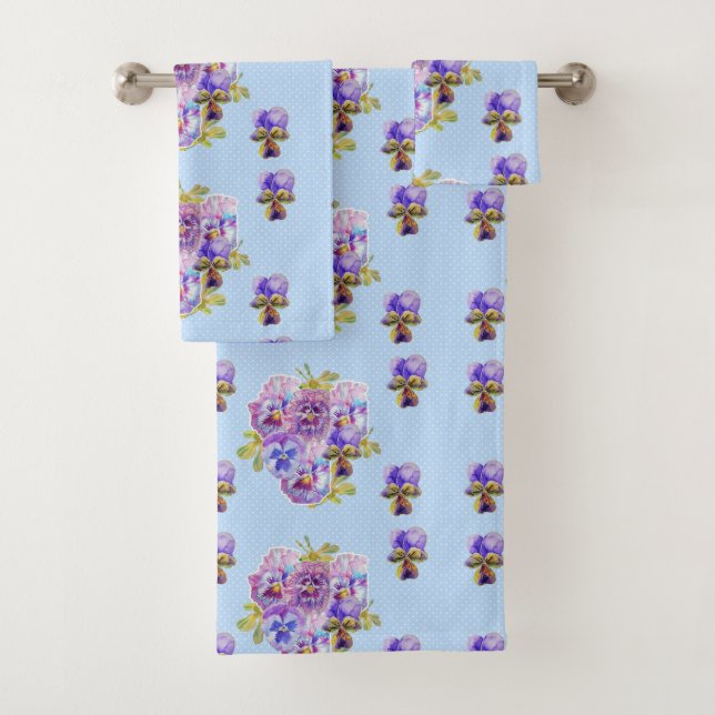 chique Azul Pansy Floral Bolinhas Conjunto (Insitu)
