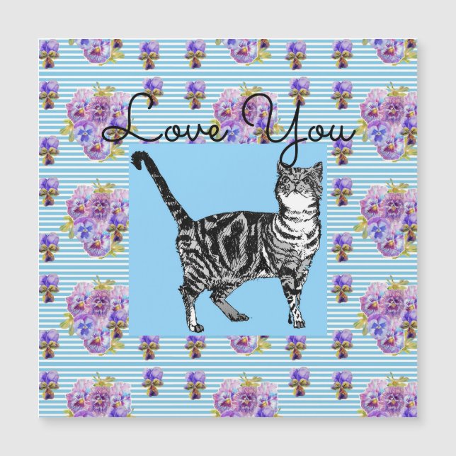 Chique Blue Stripe Tabby Cat Love Heart (Frente)