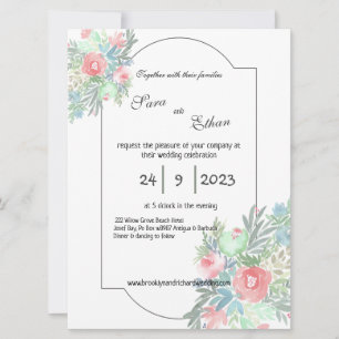 Chique, Blush e hortelã, convite para casamento