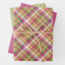 Chique Cor-de-rosa Cor-de-laranja Verde Gingham Br
