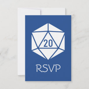 Chique do Tabletop no cartão azul de RSVP