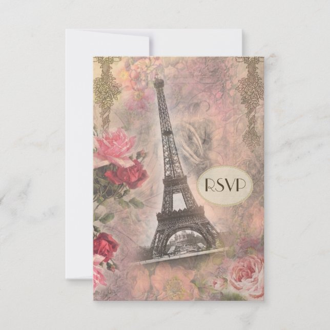 Chique Eiffel Tower & Rosa RSVP (Frente)