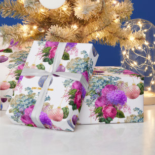 Chique Papel de Presente Floral Personalizado de N