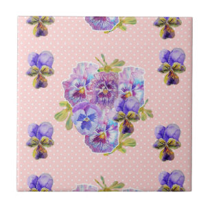 Chique Ponto rosa Pansy art Azulejo floral cerâmic