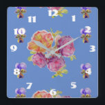 Chique Rosas azuis Rosa relógio da sala<br><div class="desc">Chique Rosa Azul Relógio De Sala Floral Rosa. Projetado a partir da minha arte original de aquarela.</div>
