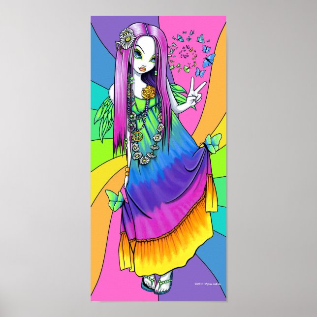 "Chloe" Rainbow Peace Hippie Fairy Poster (Frente)