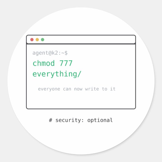 chmod 777 Tudo - Presente Adesivo Dev (Frente)