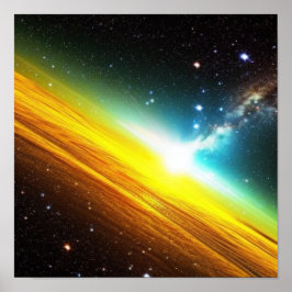 Chocante onda de Dourado no Espaço Poster