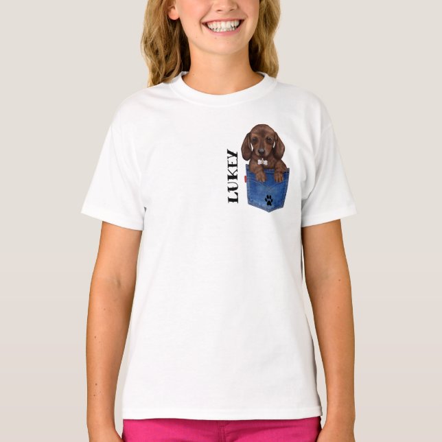 Chocolate Brown Dachshund T-shirt personalizada (Frente)