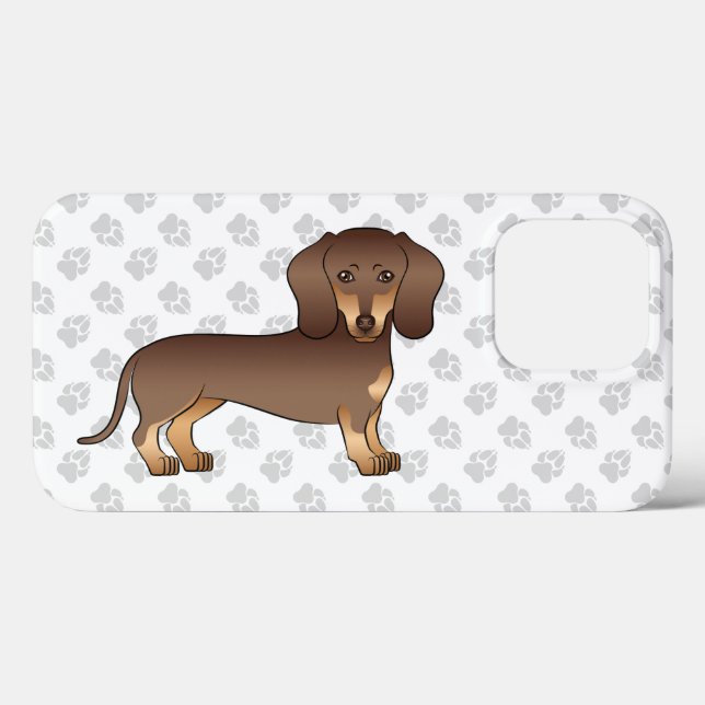 Chocolate E Marrom Claro Dachshund De Cabelo Curto (Verso (horizontal))