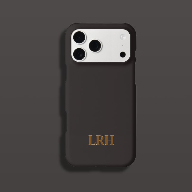 Chocolate Honey Minimalist Initial Monogram  (Dark Brown Monogram Inital Phone Case
)
