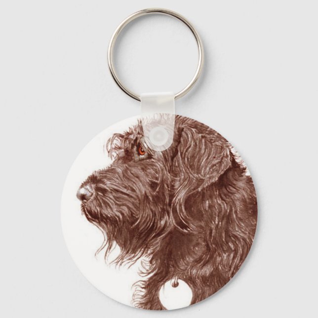 Chocolate Labradoodle Chaveiro (Frente)