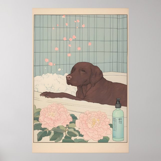 Chocolate Labrador Impressão de Banheiro Japonês U (Frente)