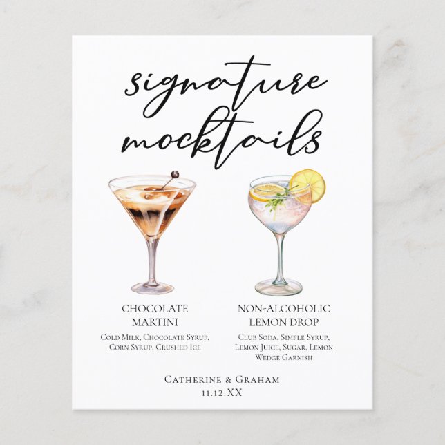 Chocolate Martini Lemon Drop Dessert Mocktail Menu (Frente)