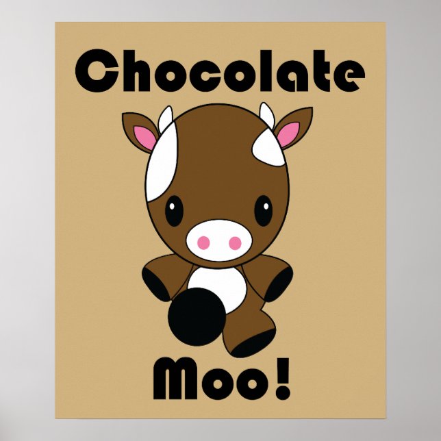 Chocolate Moo Kawaii Cow poster (Frente)