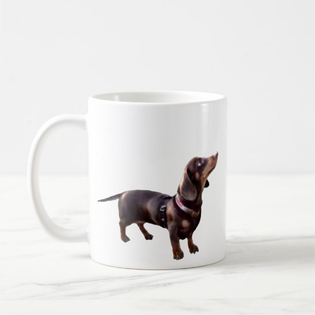 CHOCOLATE QUENTE? caneca de café do dachshund (Esquerda)