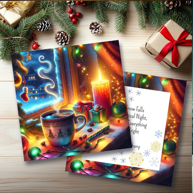 Chocolate Quente em uma Janela de Natal Personaliz (Criador carregado)