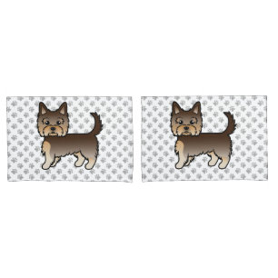 Chocolate Yorkshire Terrier Cartoon Dog & Paws