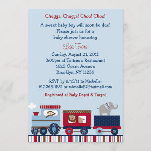 Choo Choo Treinar Animal Baby Shower Convites